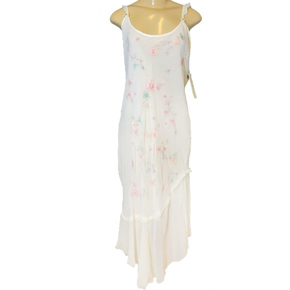 💕 New Vintage White Floral Embroidered Linea Donatella Slip Chemise & Robe Set - Picture 5 of 15